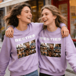 Gepersonaliseerde Besties 8 Foto's Zacht T-shirt Sweatshirt Hoodie met Naam Dagelijks Dragen Vriendschapscadeau voor Besties