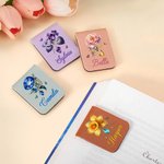 Personalized Multicolour Retro Birthstone Birth Flower Magnetic PU Leather Bookmark Clip with Name Birthday Gift for Book Lovers Bookworms