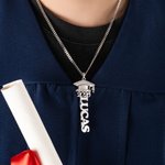 Personalisierte Klasse von 2026 Graduierung Kappe Zirkon Halskette mit Namen Minimalistische Schmuck Graduierung Geschenk für Absolventen