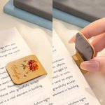 Personalized Multicolour Retro Birthstone Birth Flower Magnetic PU Leather Bookmark Clip with Name Birthday Gift for Book Lovers Bookworms