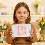 Personalized Cute Cartoon Rabbit Initial Biscuit Tin Storage Box with Name Easter Party Gift for Kids Family