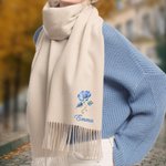 Gepersonaliseerde Geboortebloem Geboortesteen Zachte Warme Sjaal met Naam Winteraccessoire Verjaardagscadeau voor Familie Vrienden