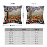 Personalised Cross Flower Soft Cushion Cover with Name Daily Use Birthday Gift for Family Christians