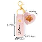 Gepersonaliseerd kristallen geboorte bloem PU lederen lippenstift tasje sleutelhanger met naam en hart-vormige spiegel verjaardagscadeau voor vrouwen bruidsmeisjes