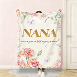 Personalised Watercolour Birth Flower Soft Throw Blanket with Name Home Decor Birthday Gift for Mom Grandmother