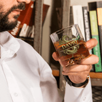Personalized Gold Dragon 10 oz Rock Whiskey Glass with Name Father's Day Birthday Gift for Man Bartender Whiskey Enthusiast