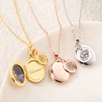 Collana personalizzata con ciondolo apribile con foto, testo e fiore di nascita incisi - Regalo per festa della mamma e compleanno per donne