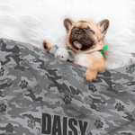 Personalized Camouflage Paw Print Soft Pet Blanket with Name Home Decor Birthday Adoption Anniversary Gift for Pet Owners