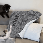 Personalized Camouflage Paw Print Soft Pet Blanket with Name Home Decor Birthday Adoption Anniversary Gift for Pet Owners