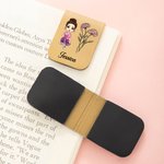 Personalized Multicolor Cartoon Character Birth Flower Magnetic PU Leather Bookmark Clip with Name Birthday Gift for Book Lovers Librarians
