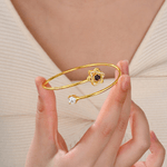 Personalized Heart Star Swan Design Photo Micro-Projection Adjustable Cuff Bangle Dainty Jewellery Anniversary Birthday Gift for Women