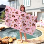 Personalized 67 Meme Oversized Microfiber Beach Towel with Face Photos Beach Party Essential Birthday Gift for Gen Z Teenagers Friends