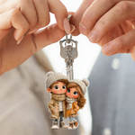 Porte-clés personnalisé en acrylique avec nom et personnage de dessin animé Utilisation quotidienne Cadeau d'anniversaire de la Saint-Valentin pour couple Petit(e) ami(e) Petite amie