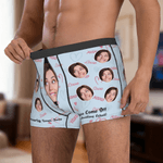 Personalised Funny Face Photo Boxer Brief Men's Underwear with Name Valentine's Day Anniversary Gift for Men
