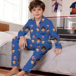 Personalised Six Seven Meme Design Face Photo Multicolor Pyjama Set with Name Birthday Gift for Children