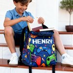 Personlig mångfärgad spelkontroll Ryggsäck med stor kapacitet med namn Tillbaka till skolan Födelsedagspresent för spelälskare Vän