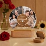 Personalized 2-4 Couple Photos Music Player LED Night Light with Names and Wooden Base Home Decor Valentine's Day Anniversary Birthday Gift for Couple