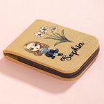 Personalized Multicolor Cartoon Character Birth Flower Magnetic PU Leather Bookmark Clip with Name Birthday Gift for Book Lovers Librarians