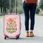 Personligt bagageskydd i flerfärgad blomma passar resväska 18-32 tum med namn Resetillbehör Födelsedagspresent för kvinnor Flickor