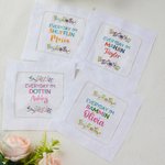 Tovagliolo da cocktail in lino personalizzato multicolore con design Mahjong e nome Set di 4 regali di compleanno per la famiglia e gli amici amanti del Mahjong