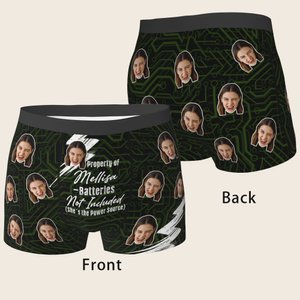 Personalised Property Of Funny Face Photo Boxer Brief with Name Men's Underwear Valentine's Day Anniversary Gift for Boyfriend Husband