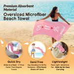 Personalized Heart-Patterned Quick-Dry Microfiber Couple Beach Towel with Name and Date Valentine's Day Gift for Couples Married Couples