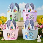 Oeuf de Pâques personnalisé Panier de Pâques rayé avec nom et initiales Favoris de Pâques Cadeau de chasse aux oeufs pour enfants