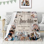 Manta suave personalizada con 10 fotos familiares y 1 a 8 nombres y texto regalo de cumpleaños Día de la Madre Día del Padre para familia