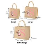 Personalized Easter Bunny Birth Flower Jute Tote Bag with Name and Initial Egg Hunting Party Easter Gift for Boys Girls