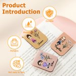 Personalized Multicolor Cartoon Character Birth Flower Magnetic PU Leather Bookmark Clip with Name Birthday Gift for Book Lovers Librarians