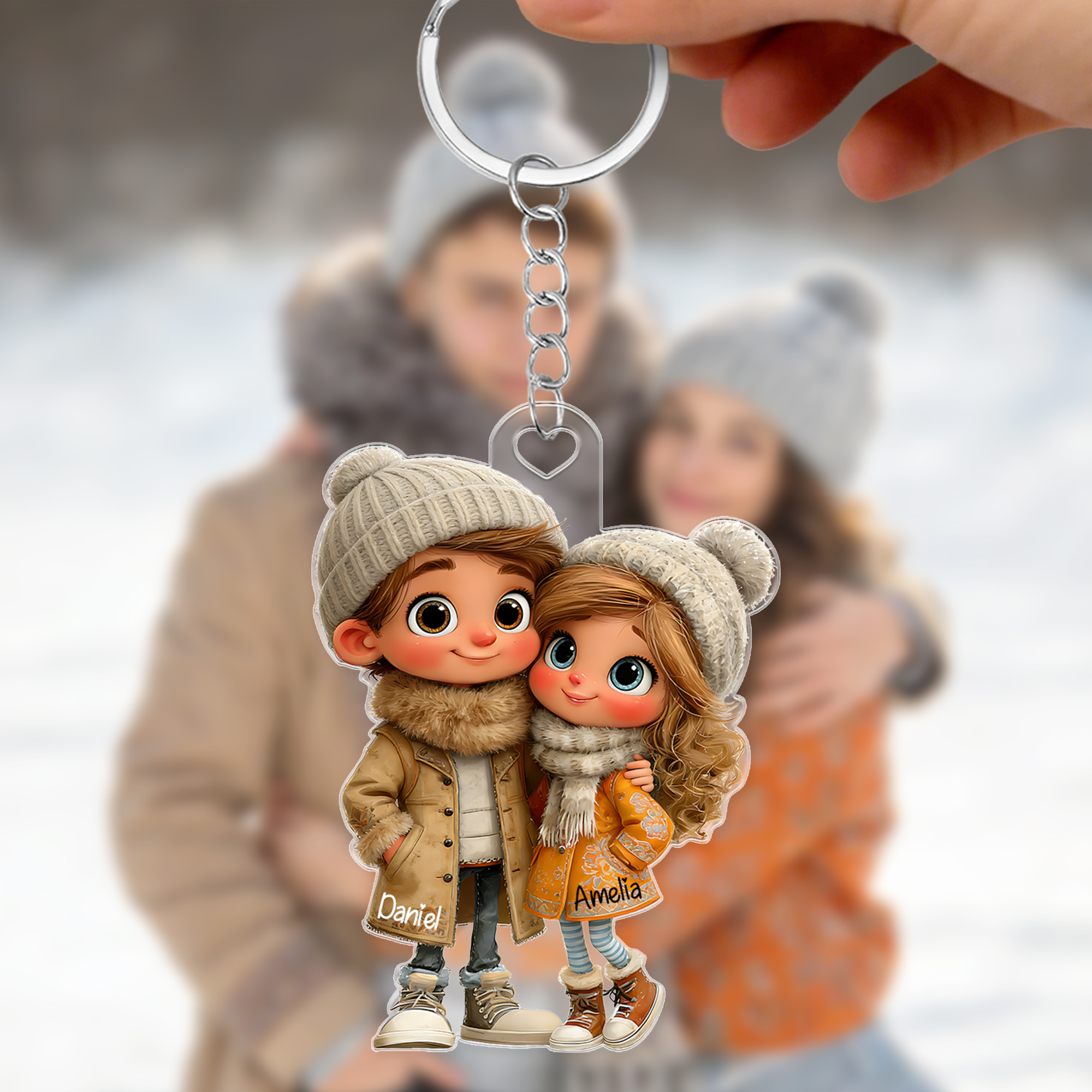 Porte-clés personnalisé en acrylique avec nom et personnage de dessin animé Utilisation quotidienne Cadeau d'anniversaire de la Saint-Valentin pour couple Petit(e) ami(e) Petite amie
