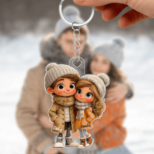 Personalizzato personaggio dei cartoni animati portachiavi in acrilico con nome uso quotidiano San Valentino regalo di anniversario per la coppia fidanzato fidanzata