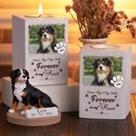 Personalised Paw Print Pet Photo Wooden Candle Holder with Name and Text Pet Loss Memorial Sympathy Gift for Pet Owner