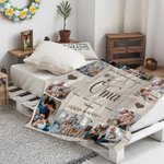 Gepersonaliseerde 10 Familiefoto's Zachte Deken met 1-8 Namen en Tekst Woondecoratie Moederdag Vaderdag Verjaardagscadeau voor Mama Oma Papa