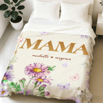 Personalised Watercolour Birth Flower Soft Throw Blanket with Name Home Decor Birthday Gift for Mom Grandmother