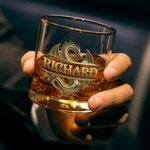 Personalized Gold Dragon 10 oz Rock Whiskey Glass with Name Father's Day Birthday Gift for Man Bartender Whiskey Enthusiast