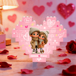 Personalised Heart Hugging Cartoon Character ABS Stand Building Brick Puzzles with Name Room Decor Anniversary Valentine's Day Gift for Couple