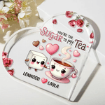 Personalised Rose Match Foodie Couple Heart Acrylic Plaque with Names Dining Room Decor Valentine's Day Anniversary Gift for Couples