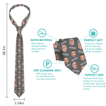 Personalised Funny 1-6 Face Photos Soft Tie with Title Novelty Accessory Father's Day Birthday Gift for Grandpa Dad Man