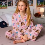 Personalised Six Seven Meme Design Face Photo Multicolor Pyjama Set with Name Birthday Gift for Children
