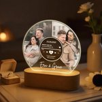 Personalized 2-4 Couple Photos Music Player LED Night Light with Names and Wooden Base Home Decor Valentine's Day Anniversary Birthday Gift for Couple