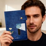 Personalized Birth Flower Name PU Leather A5 Notebook with Storage Pocket and Lined Pages Office Supplies Birthday Gift for Friend Family