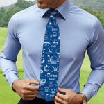 Personalized Multicolor Baseball Golf Pattern Tie with Name Men's Accessory Anniversary Bitrhday Gift for Husband Dad