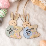 Personalised Cute Bunny Flower Six Seven Wooden Ornament with Name Basket Decor Easter Gift for Kids