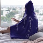 Personlig håndmalt teppe med hette med fødselsblomst Linjekunst Bærbart reisetilbehør til hjemmet Bursdagsgave til mor bestemor