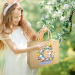 Gepersonaliseerde Paaseieren Bunny Initiaal Jute Draagtas met Naam Eierenjacht Feest Paascadeau voor Jongens Meisjes