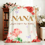 Personalised Watercolour Birth Flower Soft Throw Blanket with Name Home Decor Birthday Gift for Mom Grandmother
