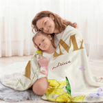 Personalised Watercolour Birth Flower Soft Throw Blanket with Name Home Decor Birthday Gift for Mom Grandmother