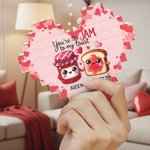 Personalized Cartoon Food Couple Heart Building Block Puzzle with Name Valentine's Day Anniversary Gift for Couple