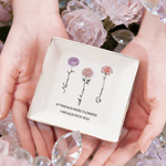 Personalized Crystal Birth Flower Ceramic Trinket Jewelry Dish with Name and Text Daily Use Birthday Gift for Friend Couple Bride